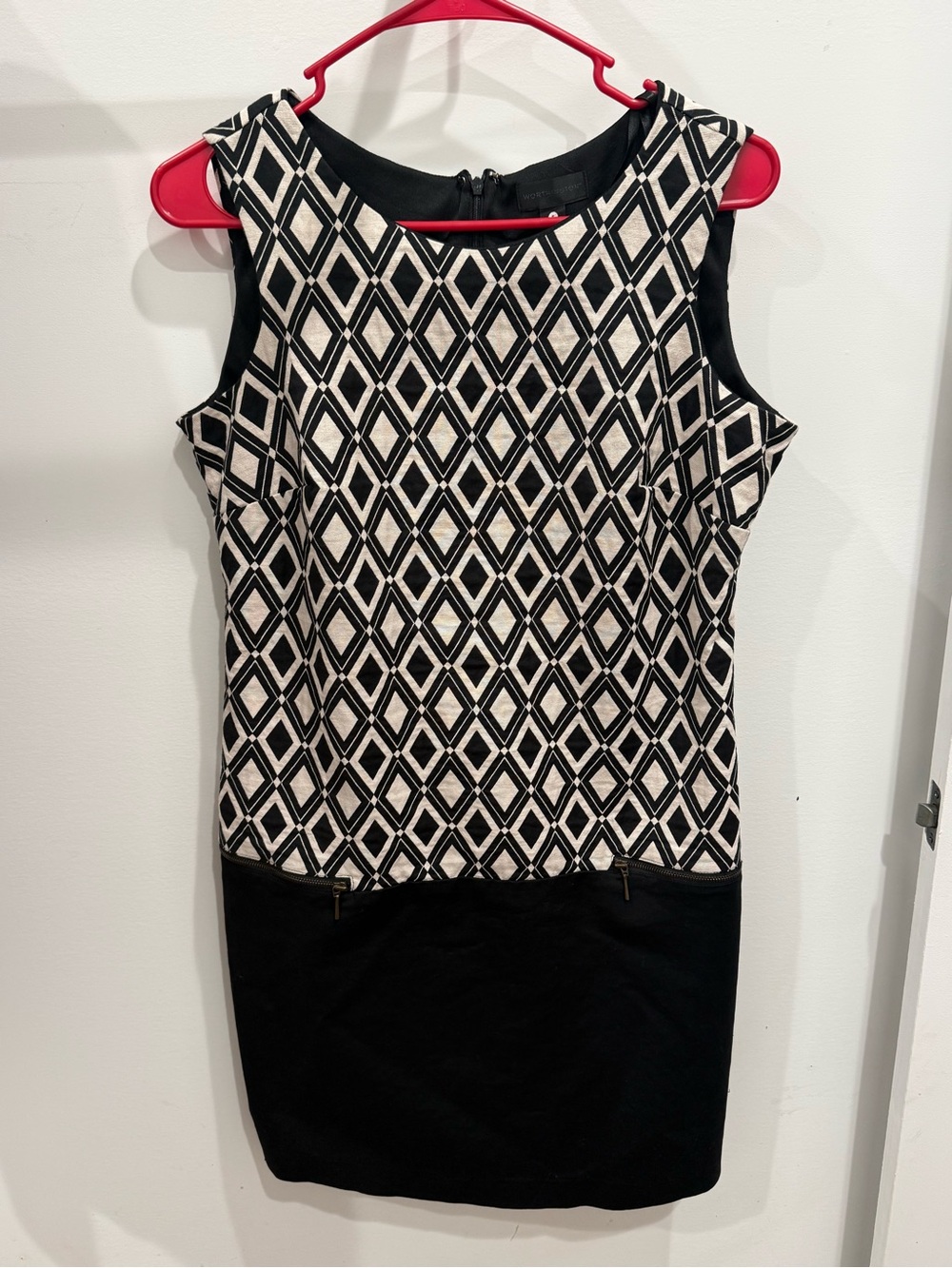 Worthington Black and Ivory Geometric Dress